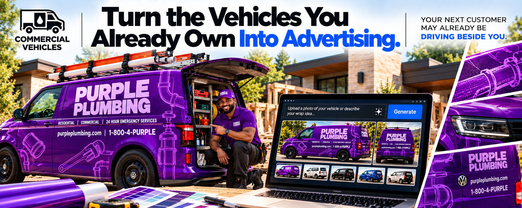 Purple Plumbing Company Van