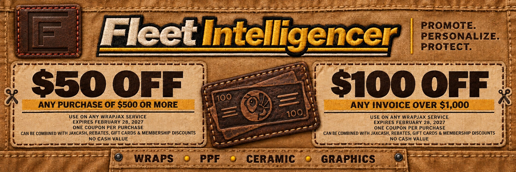 Coupon for $50 or $100 Off Services